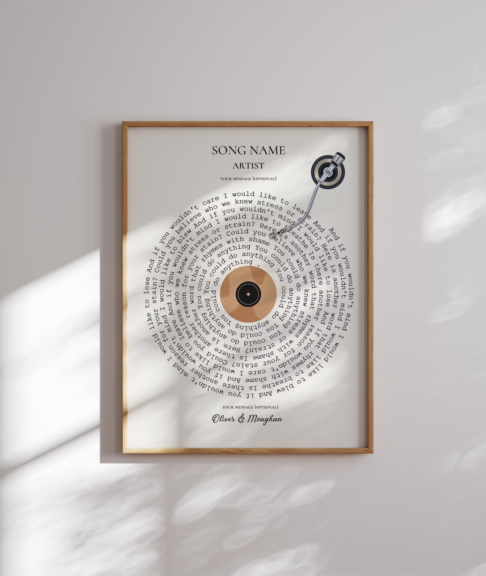 Song Lyrics Poster - Personalised Music Print Gift - Custom Lyric Wall Art
