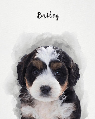 Watercolour Pet Portrait From Photo | Dog Portrait, | Pet Memorial Gift - Personalised Gift for Her