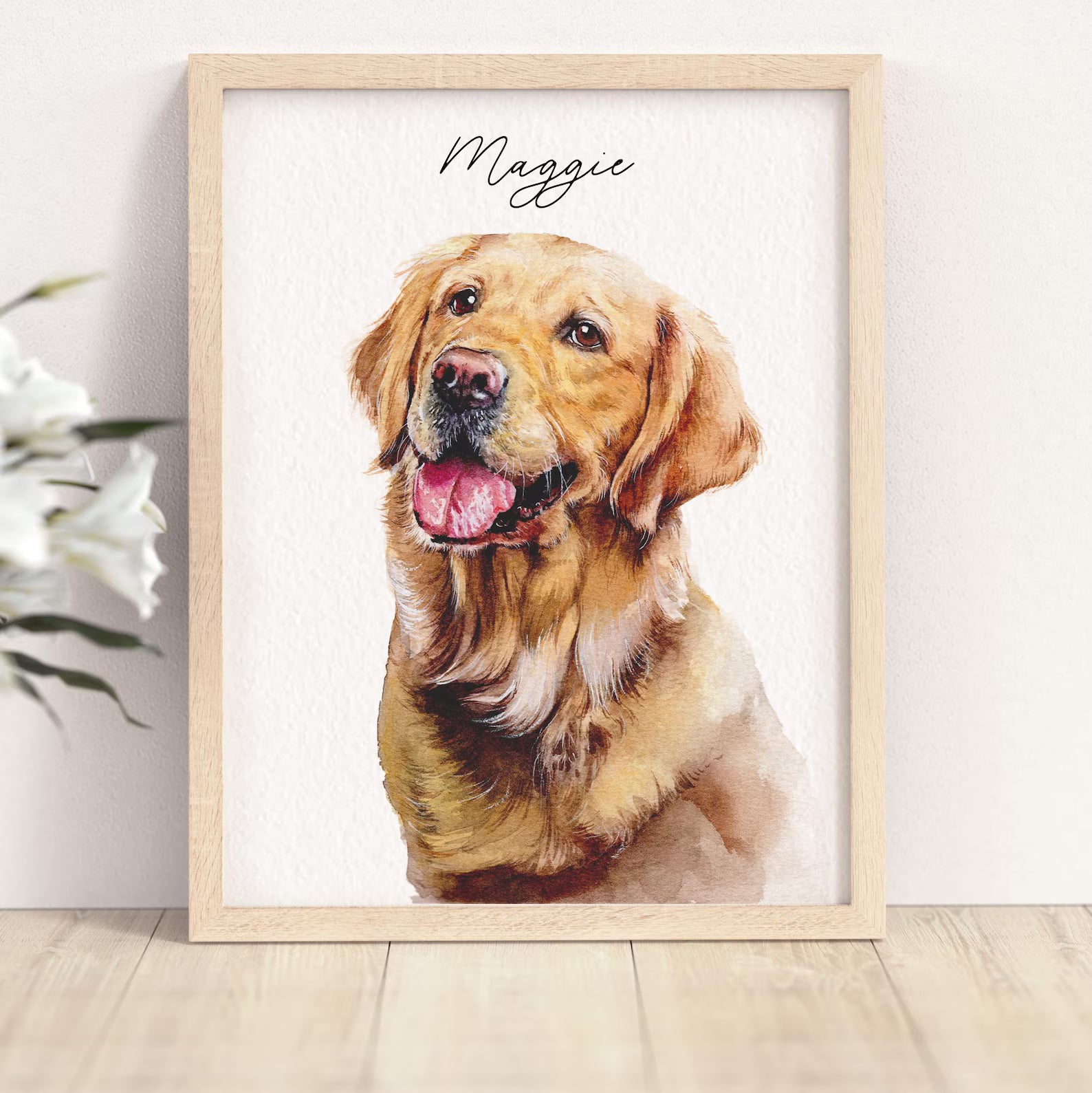 Personalised Dog Painting From Photo - Watercolour Pet Portrait on Canvas - Dog Mum Gift