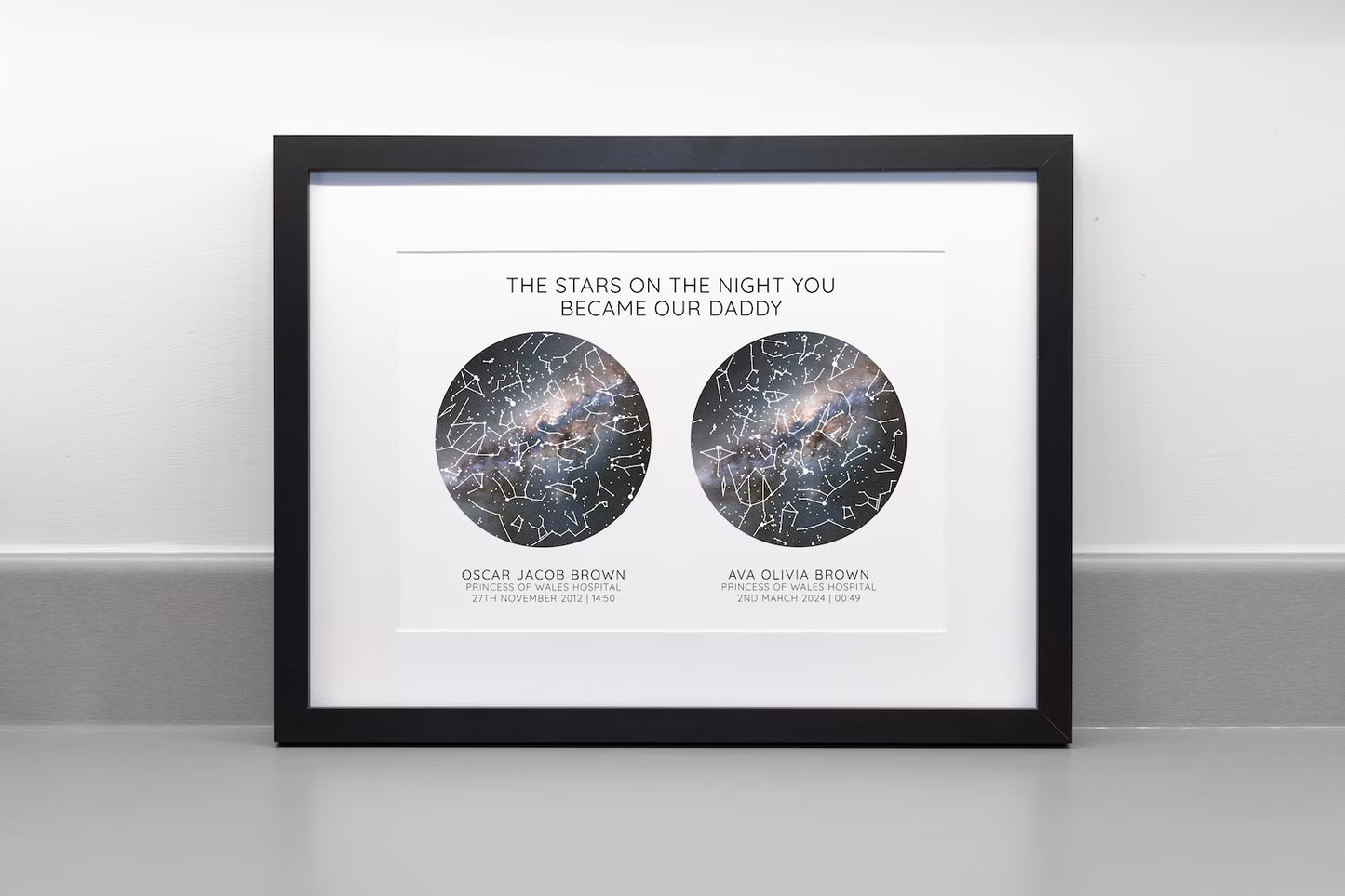 Personalised Father's Day Star Map Print, Night You Became Dad Daddy Grandad, First Fathers Day Gift