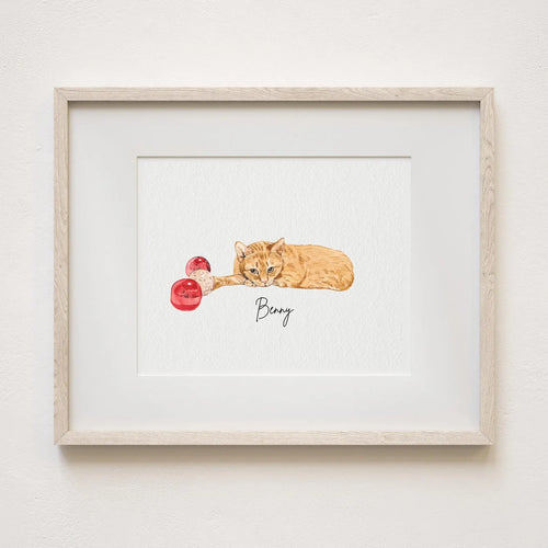 Personalised Cat Memorial Gift - Watercolour Cat Portrait From Photo - Canvas, Framed, Prints