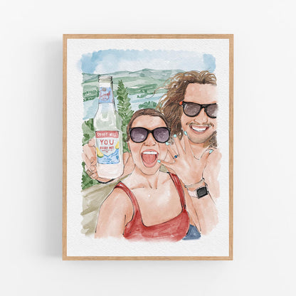 Personalised Engagement Portrait From Photo - Custom Watercolour Proposal Painting - Couple Anniversary Gift for Fiance