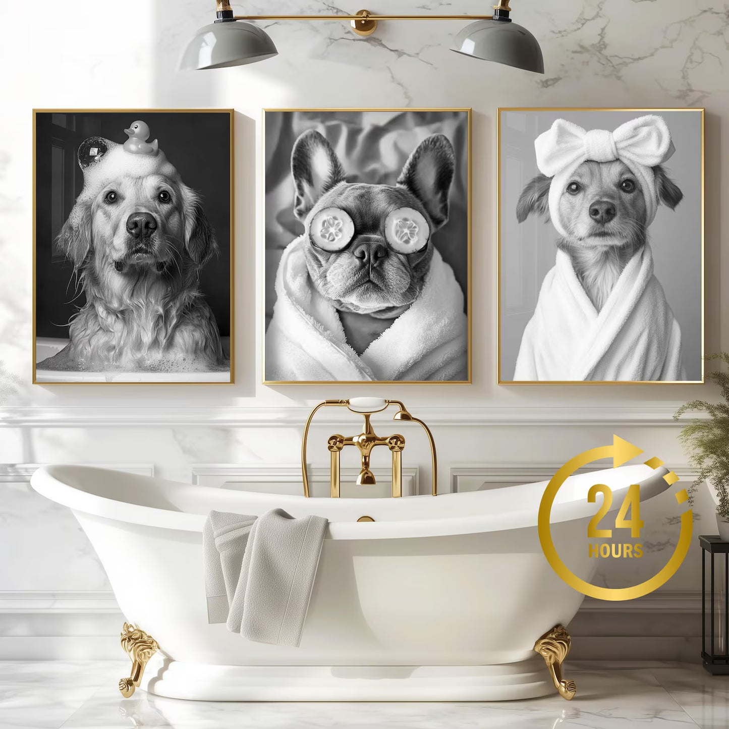 Personalised Funny Bathroom Dog Print From Photo - Dog on Toilet Art - Custom Pet Portrait - Dog Dad Gift