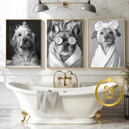Personalised Funny Bathroom Dog Print From Photo - Dog on Toilet Art - Custom Pet Portrait - Dog Dad Gift