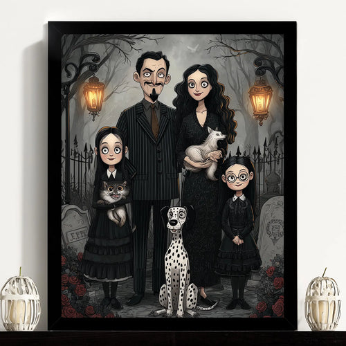 Personalised Gothic Couple Portrait From Photo - Custom Dark Family Illustration Canvas - Halloween Anniversary Gift