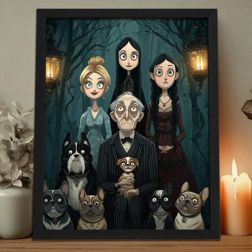 Personalised Gothic Couple Portrait From Photo - Custom Dark Family Illustration Canvas - Halloween Anniversary Gift