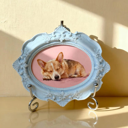 Mini Ornate Framed Pet Portrait From Photo - Personalised Watercolour Dog Painting - Pet Memorial Gift