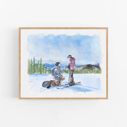 Personalised Engagement Portrait From Photo - Custom Watercolour Proposal Painting - Couple Anniversary Gift for Fiance