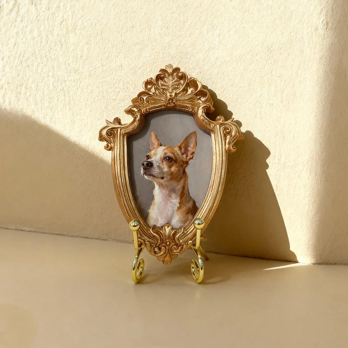 Mini Ornate Framed Pet Portrait From Photo - Personalised Watercolour Dog Painting - Pet Memorial Gift