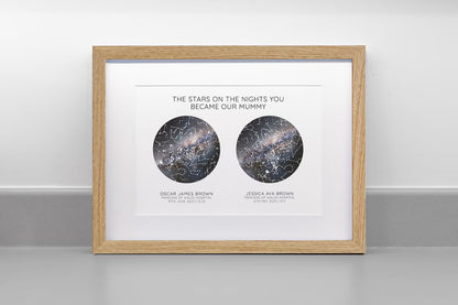 Personalised Father's Day Star Map Print, Night You Became Dad Daddy Grandad, First Fathers Day Gift