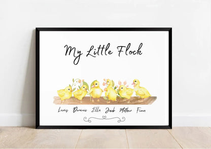 Personalised Ducklings Family Print, New Home Gift, Christmas Gift, Nannies, Duck Mothers Day Gift, Family Portrait