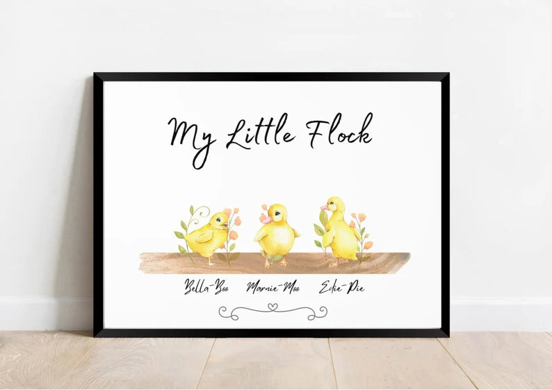 Personalised Ducklings Family Print, New Home Gift, Christmas Gift, Nannies, Duck Mothers Day Gift, Family Portrait