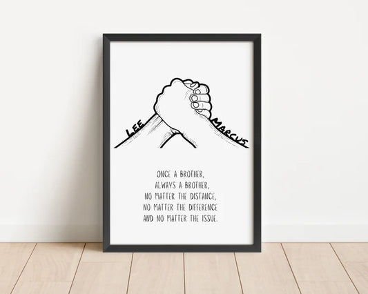 Personalised Brother Print, Gift for Bro, Minimalist Christmas Gift, Sibling Names and Famous Quote, Brother Birthday Poster, Friend Present