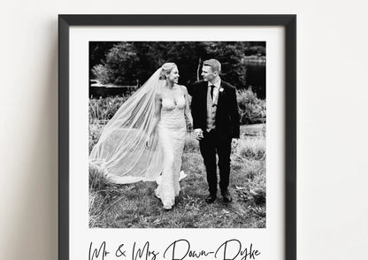 Personalised Wedding Photo Print, Just Married Wedding Keepsake, Wedding Day Photo, Wedding Gift, Post Honeymoon Gift Anniversary Gift Idea