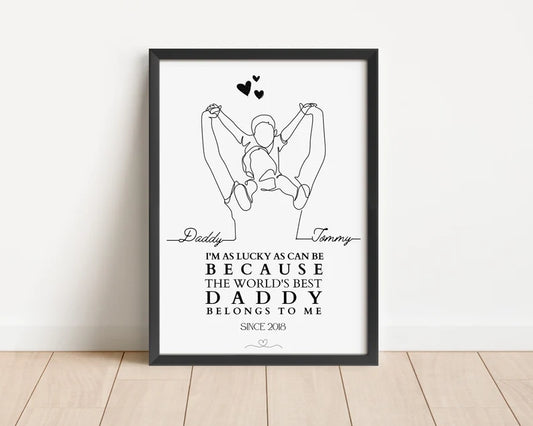 Personalised Daddy Gift from Son, Fathers Day Print, First Fathers Day Gift, Minimalist Line Art, New Daddy Present, Husband Birthday Gift