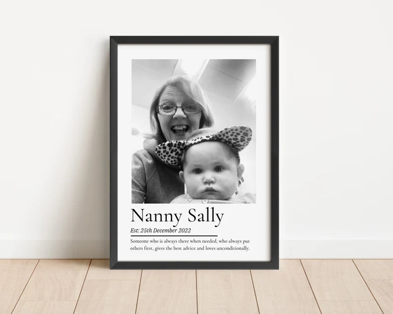 Custom Nana Photo Print, Nanny Birthday Gift, Nonna Present from Children, Photo Framed Print Nana, Mothers Day Gift for Mum, Nan Gift