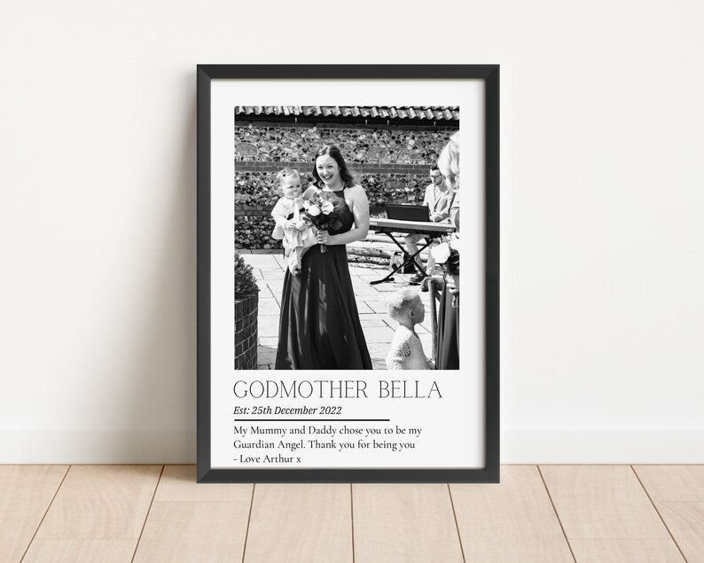 Personalised Photo Godmother Print, Gift from Godson Goddaughter, Godmother Birthday Gift, Christmas Gift, Mothers Day, Godparents Proposal