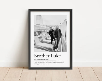 Personalised Brother Print, Gift for Sibling, Brither Birthday Gift, Custom Gift for Uncle, Brothers Custom Pressnr, Framed Photo Gift