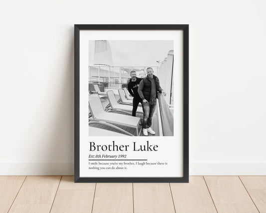 Personalised Brother Print, Gift for Sibling, Brither Birthday Gift, Custom Gift for Uncle, Brothers Custom Pressnr, Framed Photo Gift