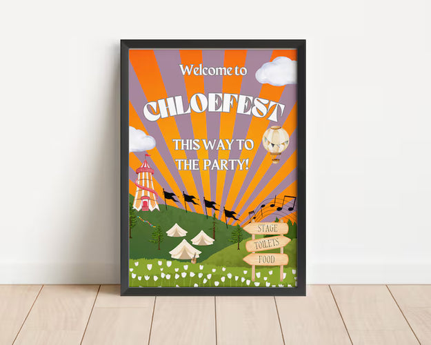 Festival Birthday Poster, Festival Theme Party Print, Hen Stag Party Art, Festival Party Wall Art, Party Decor Festival Style, Party Signage