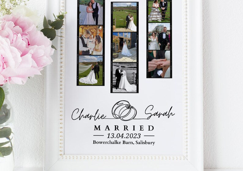 Custom Wedding Photos Keepsake Poster, Gift for Couple, Gift for Her Him, Personalised Wedding Day Gift, 1st Anniversary, Memory Print