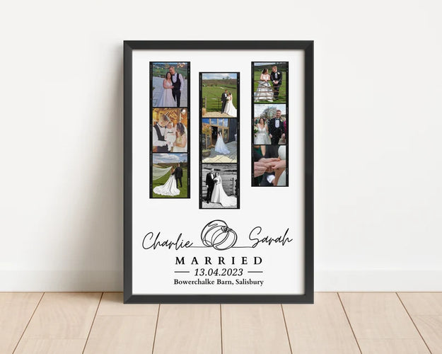 Custom Wedding Photos Keepsake Poster, Gift for Couple, Gift for Her Him, Personalised Wedding Day Gift, 1st Anniversary, Memory Print