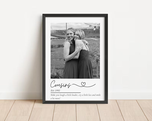 Custom Cousin Photo Print, Thoughtful Cousin Gift, Unique Friendship Print, Custom Sister Keepsake, Unique Birthday Keepsake for Cousins