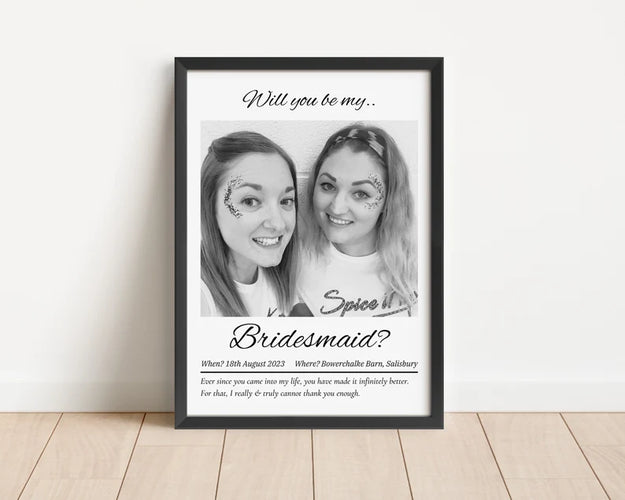 Custom Bridesmaid Proposal Print, Be my Bridesmaid, Wedding Party Poster, Bridesmaid Photo Gift, Bridal Party Gifts, Wedding Keepsake Gift