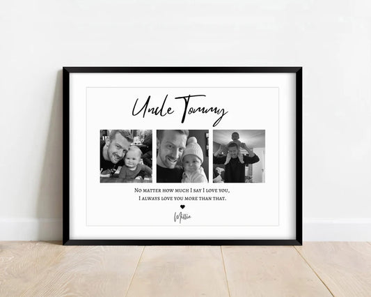 Uncle Photo Gift Print, Personalised Uncle Birthday from Niece Nephew, Uncle Photo Wall Art, New Uncle Poster, Photo Collage Gift Frame