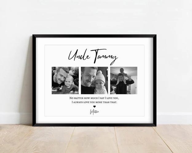 Uncle Photo Gift Print, Personalised Uncle Birthday from Niece Nephew, Uncle Photo Wall Art, New Uncle Poster, Photo Collage Gift Frame
