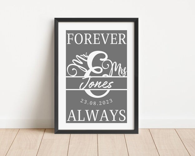 Custom Wedding Gift Keepsake, Wall Art for Her Him, Personalised Anniversary Poster Husband Wife, Wedding Keepsake, Special Date Anniversary