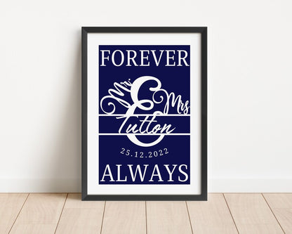 Custom Wedding Gift Keepsake, Wall Art for Her Him, Personalised Anniversary Poster Husband Wife, Wedding Keepsake, Special Date Anniversary