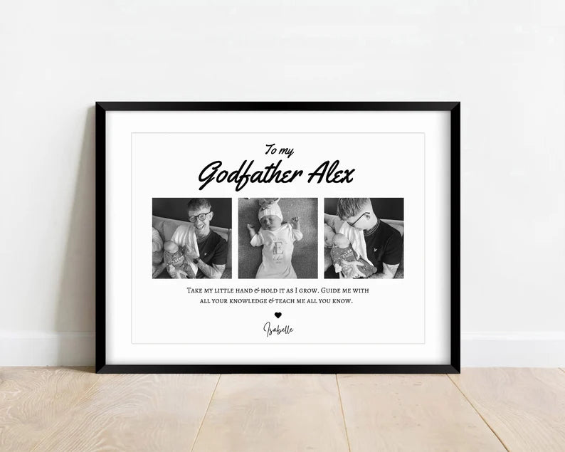 Godfather Photo Print, Personalised Birthday Gift from Godchild, Godparent Reveal, Custom Godfather Proposal Unique, Uncle Birthday Print