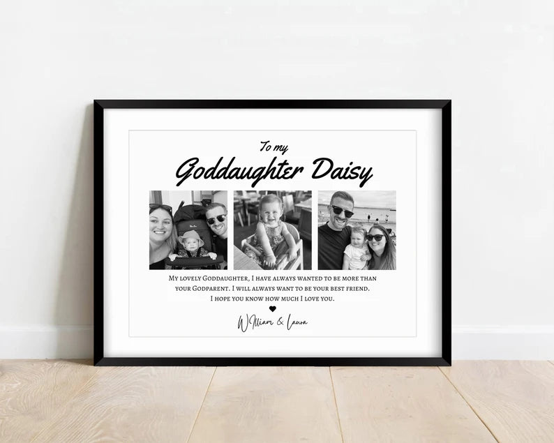 Personalised Goddaughter Photo Gift, Custom Goddaughter Birthday Gift from Godparents, Godchild Gift from Godparents, Godchild Gift Print