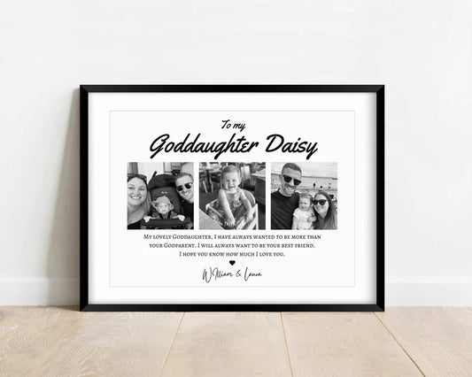 Personalised Goddaughter Photo Gift, Custom Goddaughter Birthday Gift from Godparents, Godchild Gift from Godparents, Godchild Gift Print