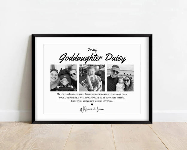 Personalised Goddaughter Photo Gift, Custom Goddaughter Birthday Gift from Godparents, Godchild Gift from Godparents, Godchild Gift Print