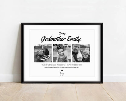 Custom Godmother Photo Gift Print, Personalised Godmother Birthday Gift from Godchild, Godparents Wall Art, Godmother Proposal from Godson