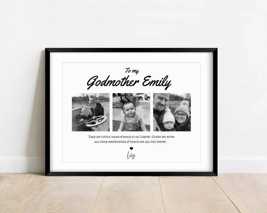 Custom Godmother Photo Gift Print, Personalised Godmother Birthday Gift from Godchild, Godparents Wall Art, Godmother Proposal from Godson