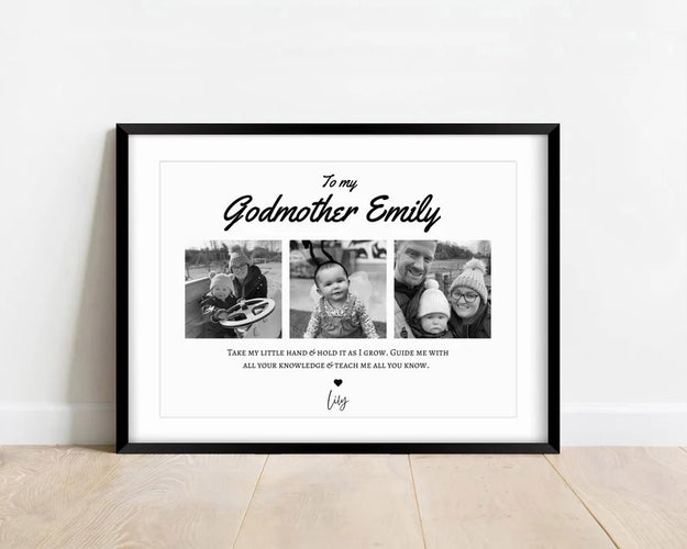 Custom Godmother Photo Gift Print, Personalised Godmother Birthday Gift from Godchild, Godparents Wall Art, Godmother Proposal from Godson