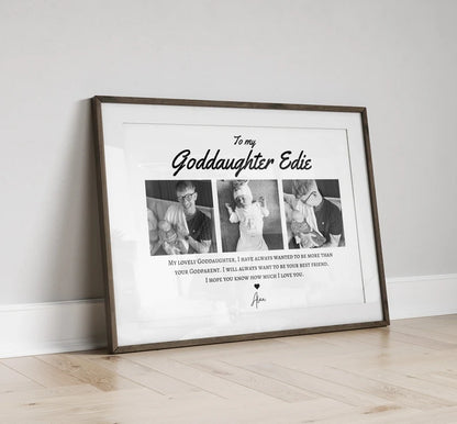 Personalised Goddaughter Photo Gift, Custom Goddaughter Birthday Gift from Godparents, Godchild Gift from Godparents, Godchild Gift Print