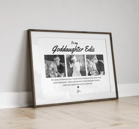 Personalised Goddaughter Photo Gift, Custom Goddaughter Birthday Gift from Godparents, Godchild Gift from Godparents, Godchild Gift Print