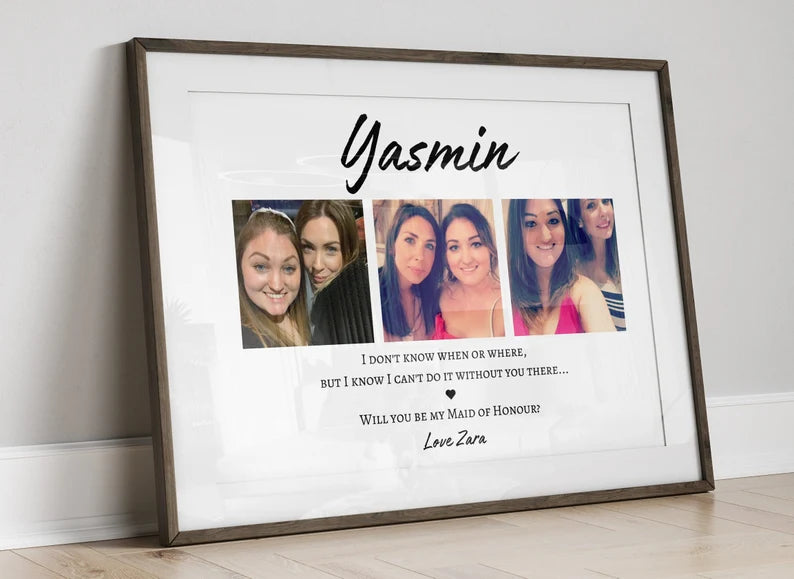 Wedding Proposal Gift Print, Maid of Honour Proposal Photo Print, Bridal Party Reveal, Gift from Bride, Will you be my Maid of Honour
