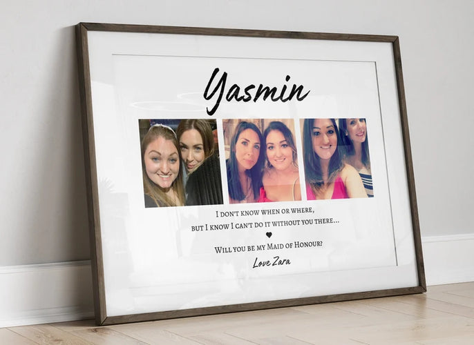 Wedding Proposal Gift Print, Maid of Honour Proposal Photo Print, Bridal Party Reveal, Gift from Bride, Will you be my Maid of Honour