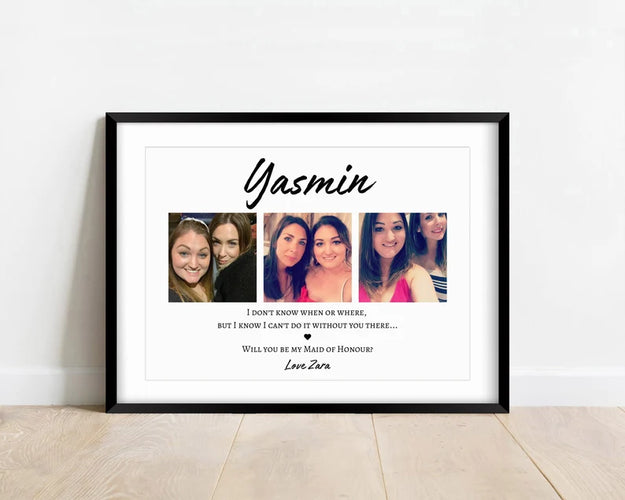 Wedding Proposal Gift Print, Maid of Honour Proposal Photo Print, Bridal Party Reveal, Gift from Bride, Will you be my Maid of Honour