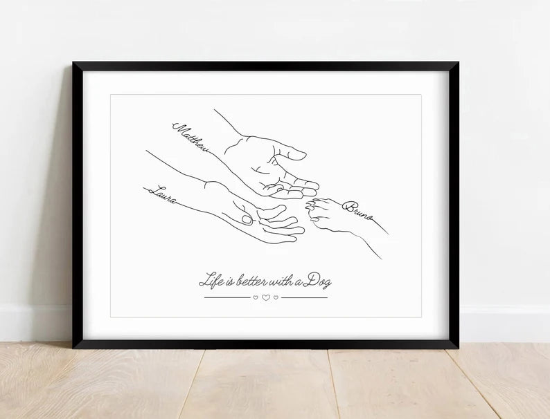 Personalised Dog Owner Gift Print, Dog Paw & Owner Hands, Sentimental Puppy Gift Print, Gift for New Dog Owner, Puppy Keepsake, Dog Mum Gift