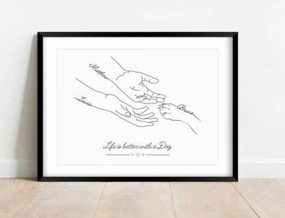 Personalised Dog Owner Gift Print, Dog Paw & Owner Hands, Sentimental Puppy Gift Print, Gift for New Dog Owner, Puppy Keepsake, Dog Mum Gift
