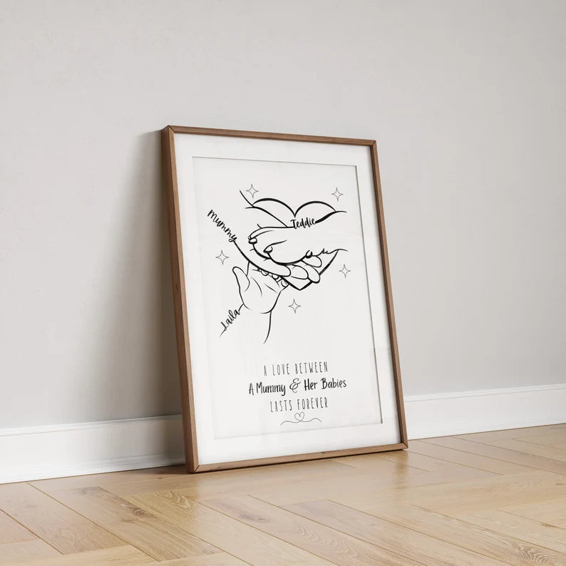 Personalised Hand and Paw Print, Minimalist Gift for New Mummy, Mothers Birthday Gift, Dog Paw Line Art, Doggy Mom Gift, Mum Gift for Her