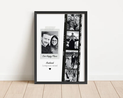 Personalised Husband Photo Collage Gift – Custom Couple Print with Film Strip Style – Romantic Anniversary or Valentine’s Day Gift for Him