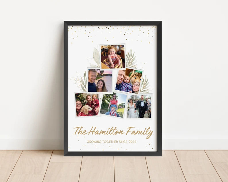 Family Photo Gift Print, Children Photo Poster, Custom Gift Mum Dad Birthday, Anniversary Art Wife Husband, Personalised Wall Art Botanical