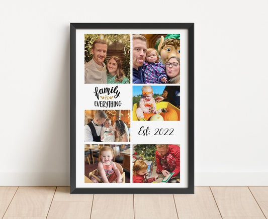 Family Photo Gift, Photo Collage Print, Mum Dad Home Decor, Mothers Day Wall Art, Birthday Gift for Mom, New Baby Present for Parents